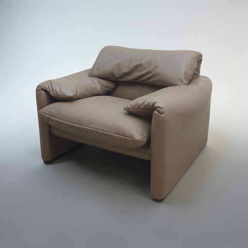 Set Cassina Maralunga, divano in pelle, poltrona in pelle, sedia