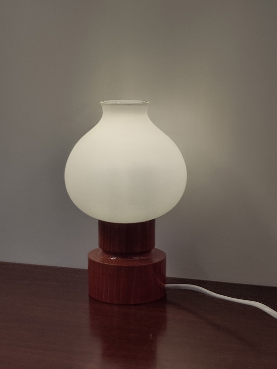 Image 1 of Lampe vintage avec pied en bois