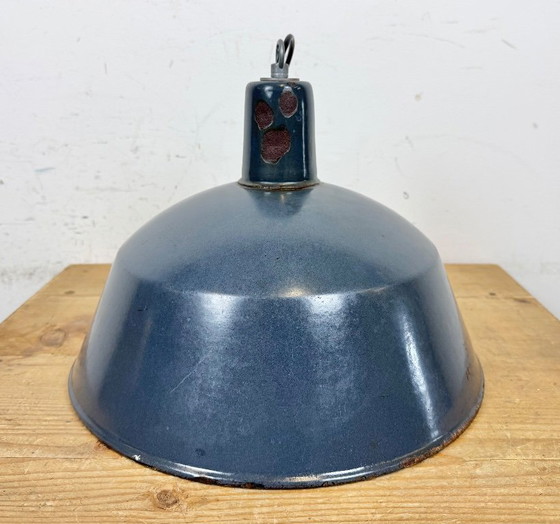 Image 1 of Lampada a sospensione industriale in smalto blu scuro di EMAX, anni '60