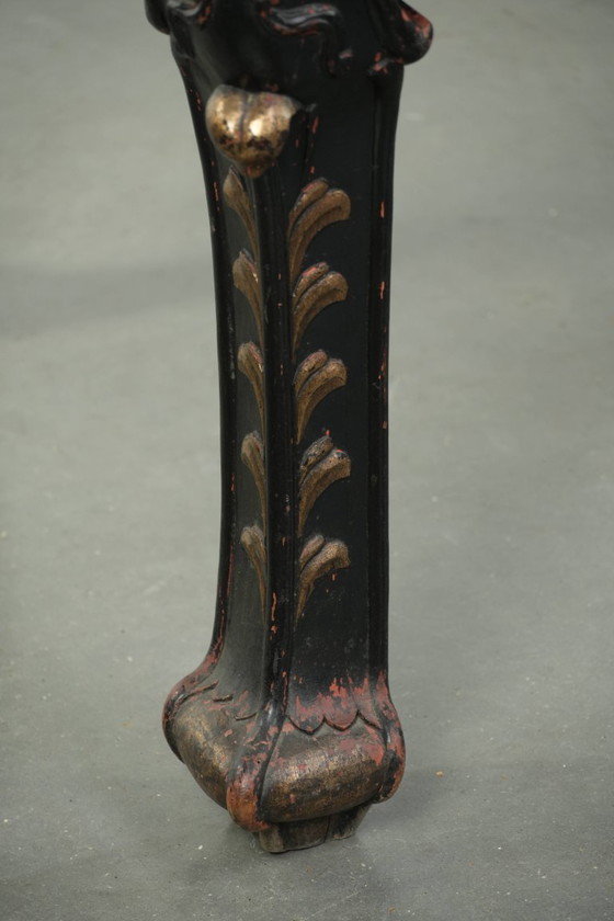 Image 1 of Schitterende niet veel voorkomende kleurrijke antieke Chinese 19e eeuwse houten sidetable/ opiumtafel met een marmeren blad