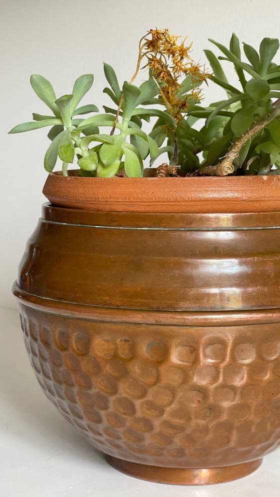 Image 1 of VILLEDIEU Vaso per piante vintage in rame