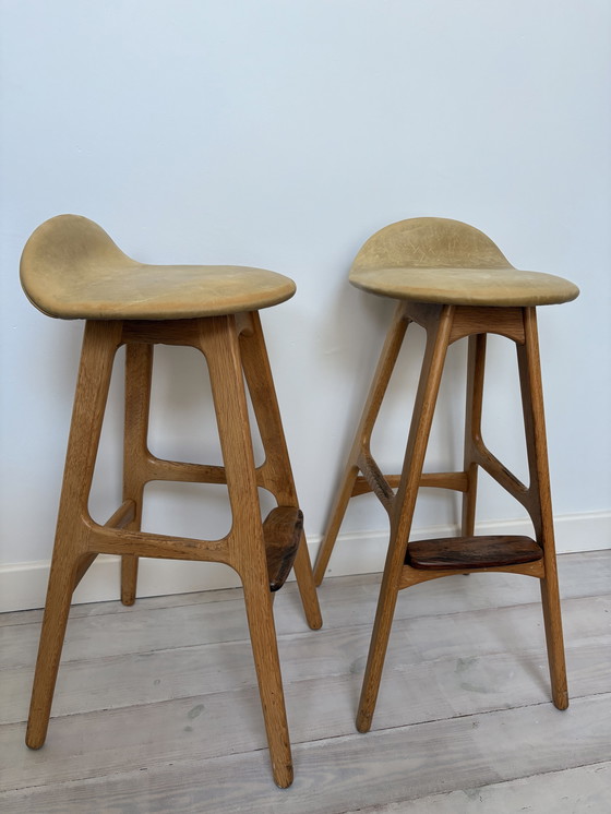 Image 1 of Set of 2 vintage Erik Buch model 61 bar stools