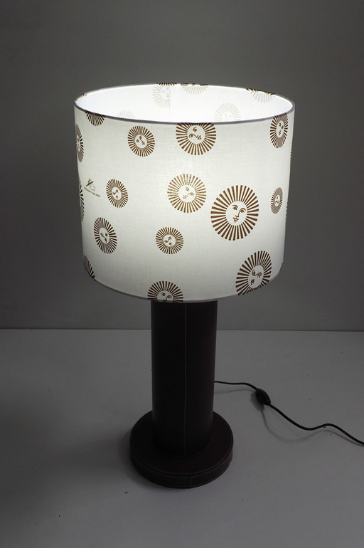  Leder-Tischlampe/ Schatten Fornasetti-Stoff