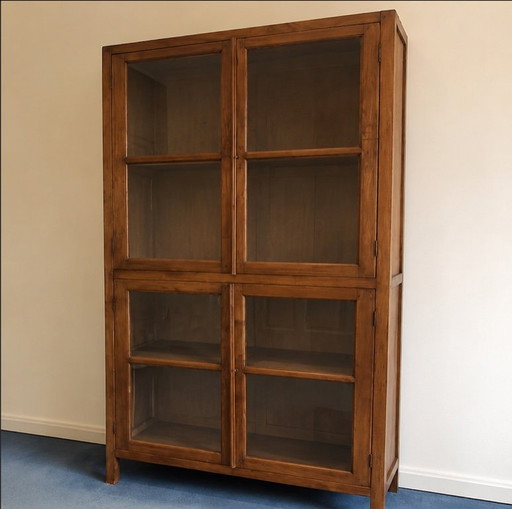 Mobile da biblioteca/vetrina vintage in rovere massello - altezza 234 cm