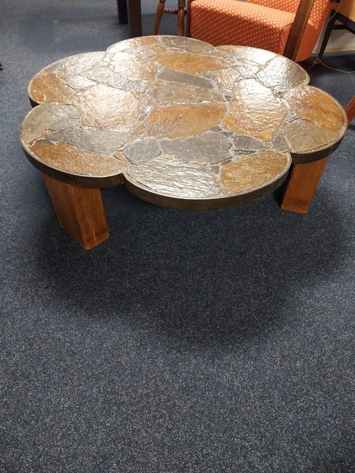 1 x 1970's Flower Shape Brutalist Coffee Table on 3 Solid Wood Legs