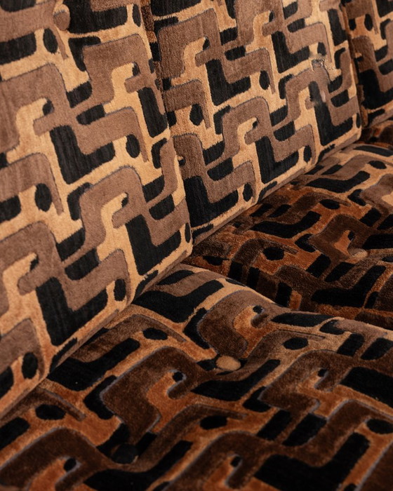 Image 1 of DIVANO A TRE POSTI VINTAGE ANNI 70 IN VELLUTO MULTICOLORE DESIGN ITALIANO