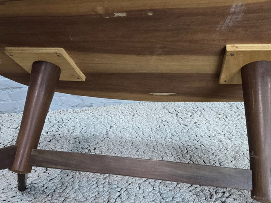 Image 1 of Mid-Century Danish Modern Design Oval Teak Coffee Table with Sculptural Pedestal Base, 1960s.