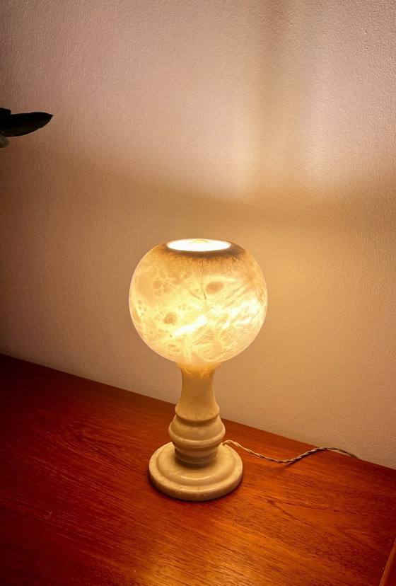 Image 1 of Mid-Century Modern Spherical Alabaster Table Lamp – Spain, 1970s