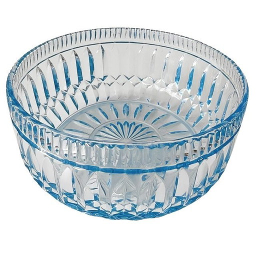 Antique fruit bowl glass light blue Art Deco 1930s