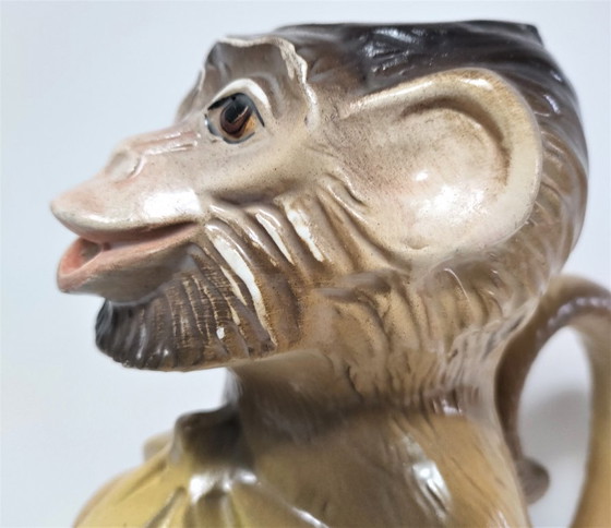Image 1 of Keramische apenkan, beschilderd ontwerp uit de jaren 80