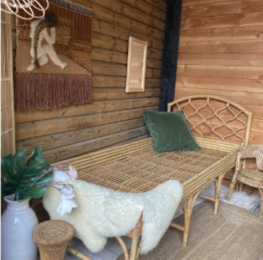 Letto in rattan realizzato a Noordwolde negli anni '50-'60