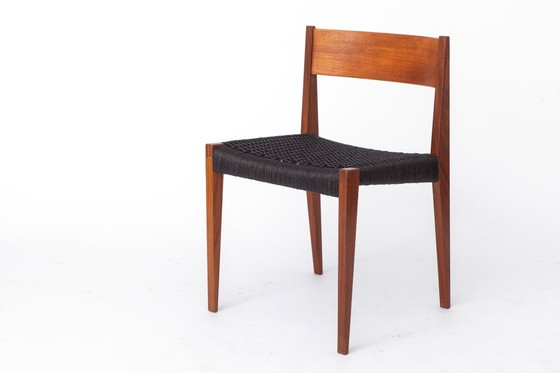 Image 1 of Vintage Poul Cadovius Chair “Pia” for Cado, Danish Teak Chair 1960s, Black Danish Cord Seat, Mid Century Modern