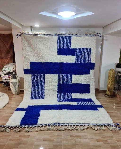 Tapis berbère 300x200 cm - Motifs modernes bleus