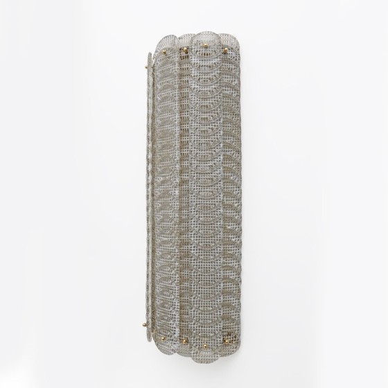 Image 1 of Paire d'appliques murales italiennes en verre de Murano de style moderne du milieu du siècle, modèle « Reticello », années 1990