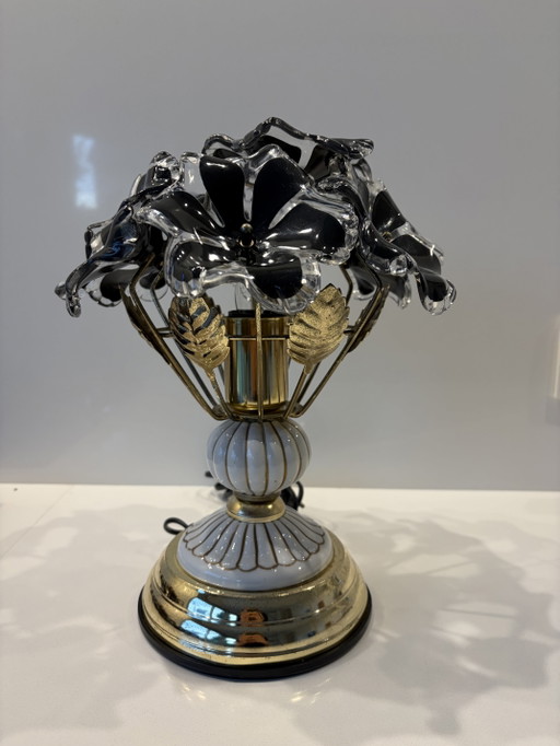 Vintage Floral Table Lamp – tafellampen, Ceramic, Glass