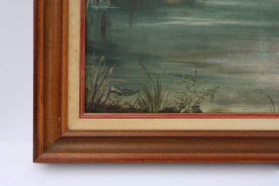 Image 1 of Grand tableau décoratif d'oiseaux dans l'eau, France années 1960