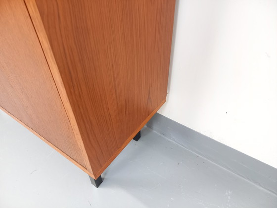 Image 1 of Vintage Scandinavian Modernist Storage Bookcase in Teak and Black Metal from the 60s