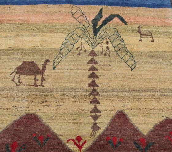 Image 1 of Tappeto orientale persiano Gabbeh Ghashghai originale, 201 cm x 110 cm, naturale antico