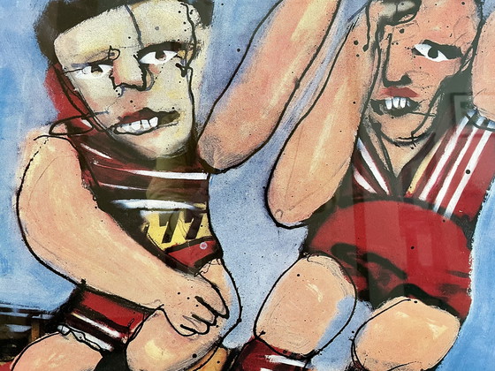 Image 1 of Herman Brood - "Calciatori" - n. 84 - nuovo incorniciato