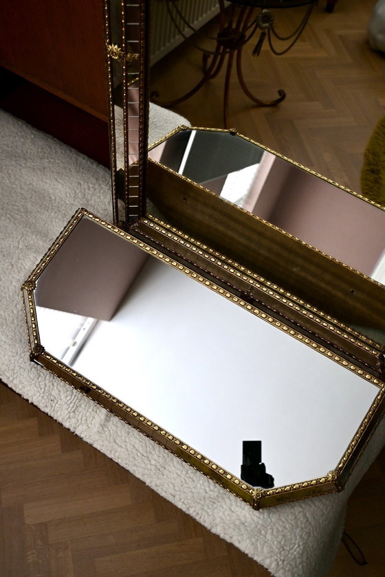 Image 1 of Grote Venetiaanse mozaïekspiegel bijpassend spiegelplateau