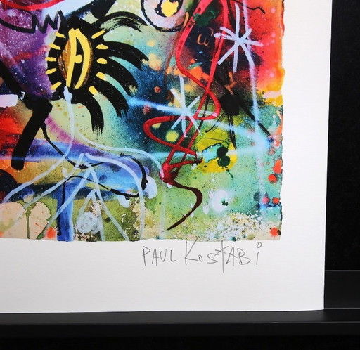 Paul Kostabi – Légende au milieu (2025) | Giclée en édition limitée signée à la main | Art contemporain abstrait inspiré de Basq