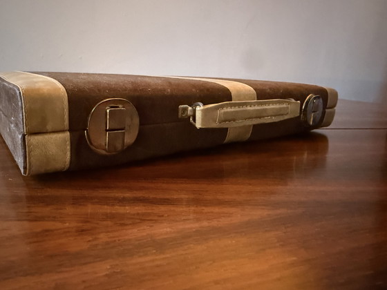 Image 1 of Set da backgammon vintage – oggetto di design rivestito in tessuto – anni '70