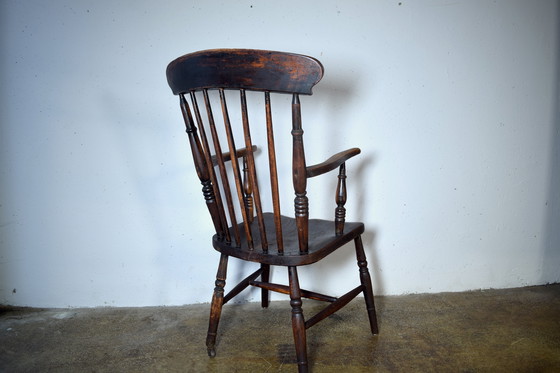 Image 1 of Poltrona Windsor antica, anni 1890, sedia vintage