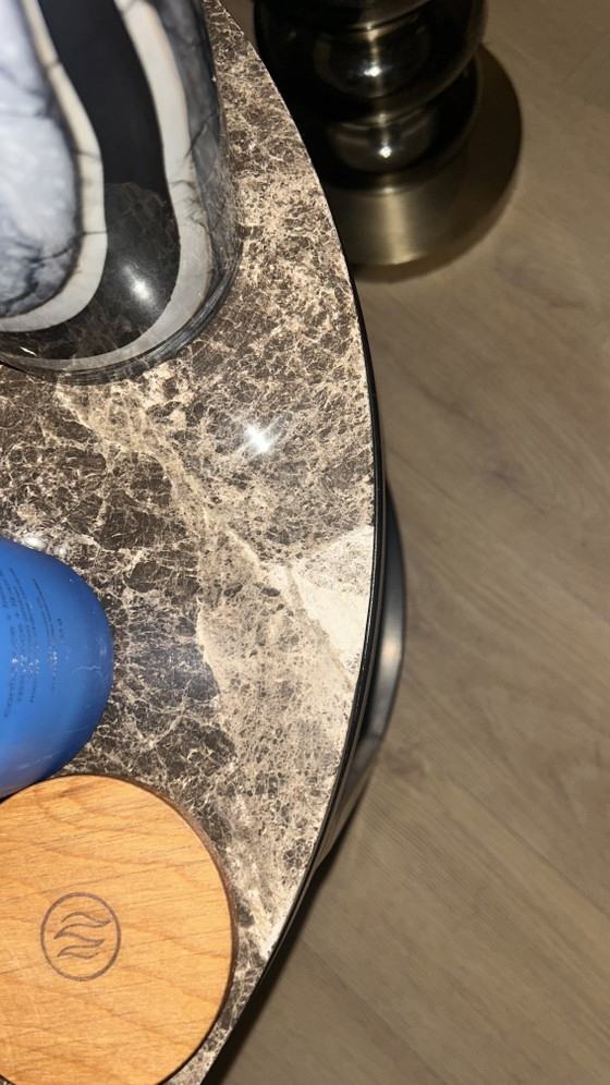 Brown Marble Coffee Table 60 Dia – Metal (photo 5 of 5)