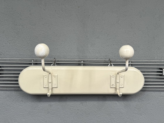 Image 1 of Mid-century white coat rack with spherical hooks