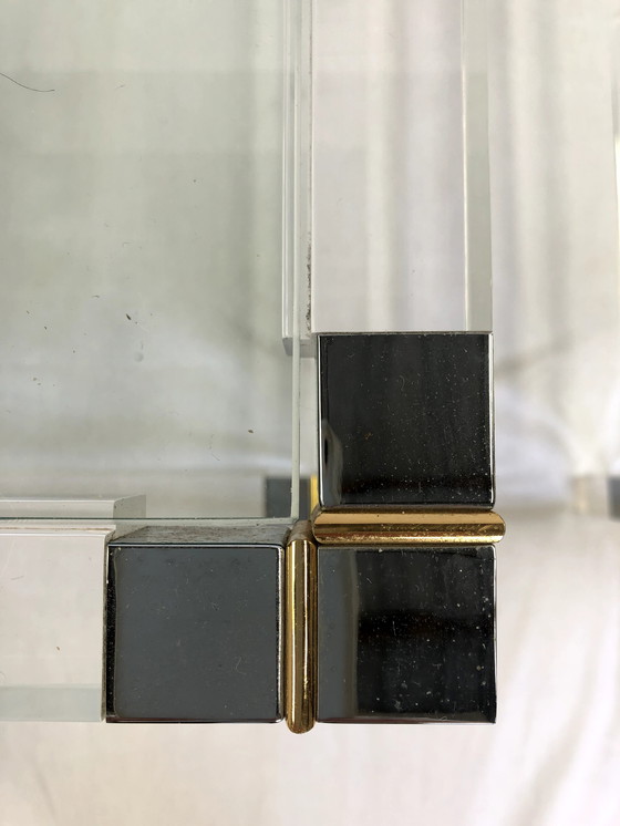 Image 1 of Couchtisch aus Plexiglas und Messing 1980er Jahre