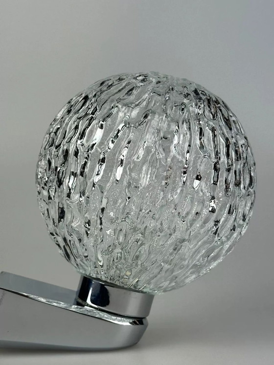 Image 1 of Lampe murale des années 60 70 Lampe boule métal chrome & verre Space Age Design