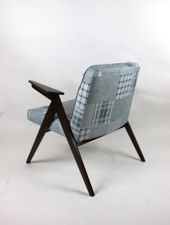 Image 1 of Fauteuil Bunny à carreaux gris-bleu par Józef Chierowski, années 1970