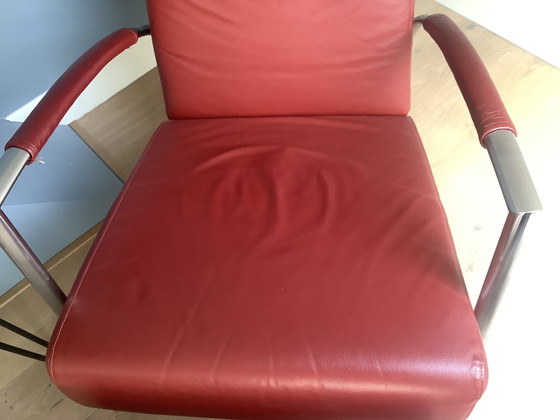 Image 1 of Harvink lederen Club fauteuil met hocker