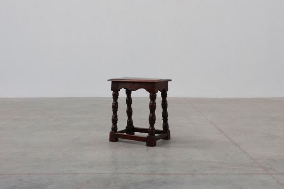 Image 1 of 19. Jahrhundert Eiche rechteckig Joint Hocker oder Tisch mit gedrechselten Beinen, Frankreich ca. 1820