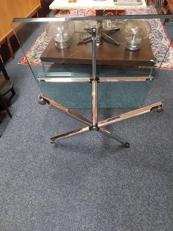 Image 1 of 1 table basse Ums Haller en chrome et verre