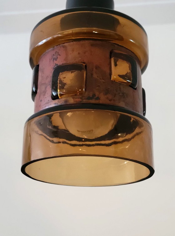 Set aus 2 Pendelleuchten von Victor Bernt für Flygsfors, Schweden, 1960 – Copper, Glass (photo 4 of 8)