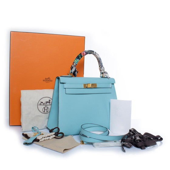 Hermes, Sac Kelly II Sellier 28 Atolón Epsom Bleu – Hermès, Bolsos de mano, Lambskin (photo 8 of 15)