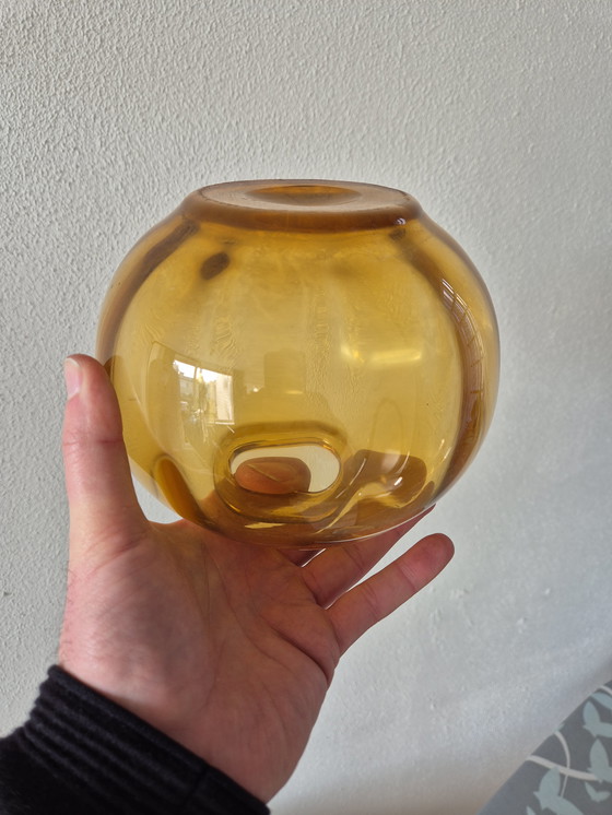 Image 1 of Rosedale - amber-colored "Tomato" glass vase