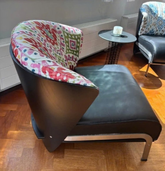 2x Elba chair Cappellini - design Franco Raggi 1983, Armchairs, Leather, Metal, Black (photo 5 of 5)