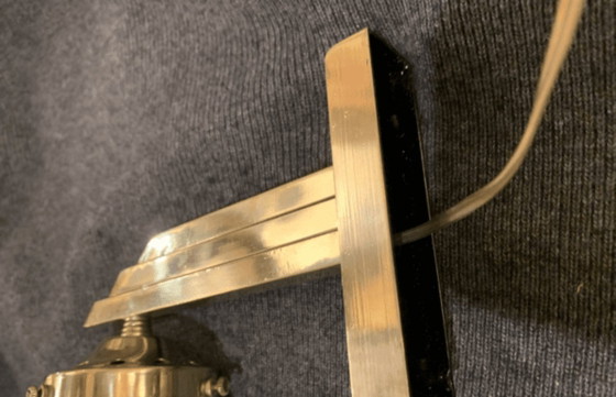 Art Deco Wandleuchte aus Messing und weißem Glas, Wandleuchten, Metall, Gold (Foto 3 von 6)