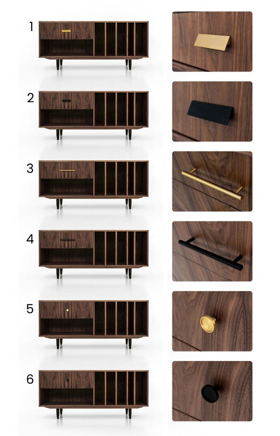 Image 1 of Mueble de nogal para tocadiscos y vinilos O-S12