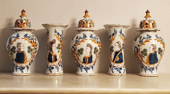 Image 1 of Delftware – Set of 5 signed pieces – 18th century (ref3953)