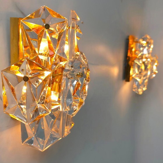 Image 1 of Kinkeldey wall lamps set of 2, 70s mid-century gilded glass