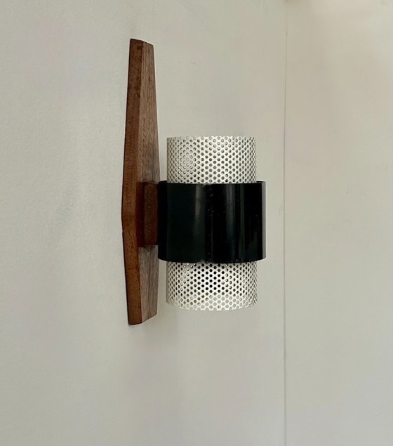 Image 1 of Applique vintage, legno, metallo laccato bianco e nero, Francia, 1950