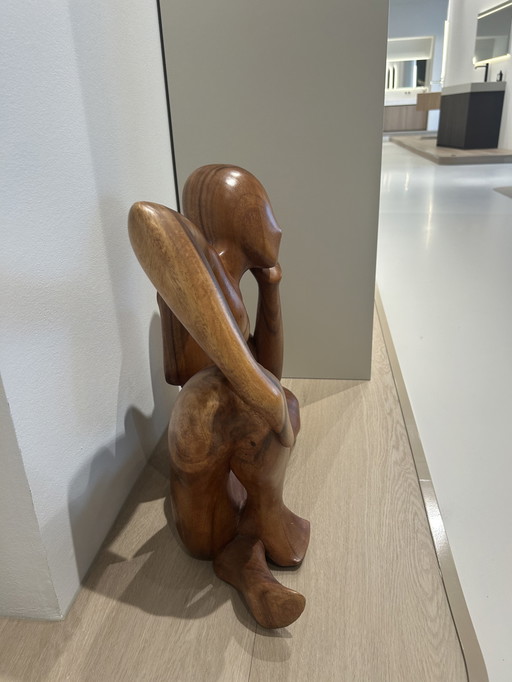 De Denker / houten sculpture / kunst