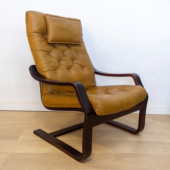Image 1 of Deense fauteuil van gekleurd leer, 1970