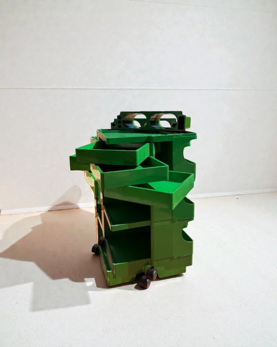Image 1 of Chariot d'artiste Boby B33 original, de couleur verte, conçu par Joe Colombo pour Bieffeplast dans les années 1970.