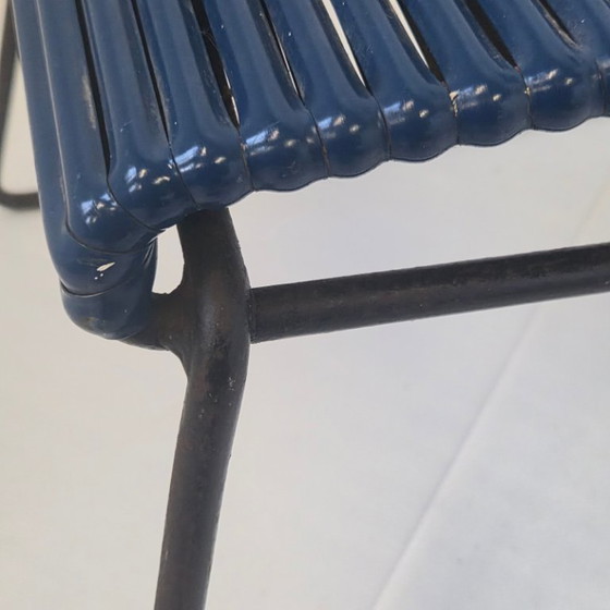 Image 1 of SET OF 3 VINTAGE 1950S METAL & PLASTIC SCOUBIDOU CHAIRS 50S ROCKABILLY