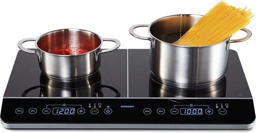MEDION Plaque de cuisson double à induction (3500 Watt, Deux plaques de cuisson electrique, 2 feux, 10 niveaux de température, p