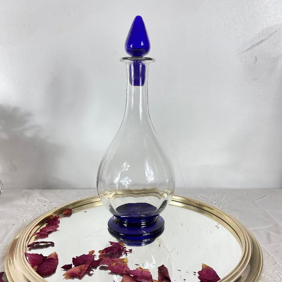 Caraffa in vetro Art Déco con tappo in vetro e base blu, 0,7 l – Bicchieri e caraffe, Glass (photo 4 of 6)